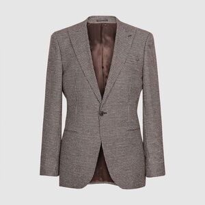 REISS Fome Cotton Linen Checked Blazer Sz‎ 40R